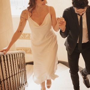 AllSaints Hadley Cowl Neck Midi Slip Dress